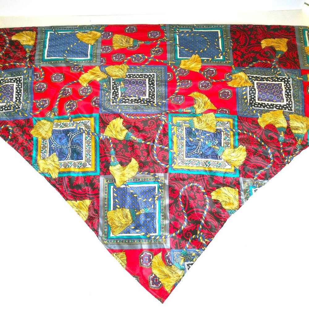 Vintage Womens Triangle Tie Scarf Multicolor Polyester Personal Accents